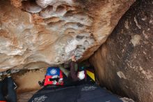 Bouldering in Hueco Tanks on 12/28/2019 with Blue Lizard Climbing and Yoga

Filename: SRM_20191228_1620460.jpg
Aperture: f/5.6
Shutter Speed: 1/250
Body: Canon EOS-1D Mark II
Lens: Canon EF 16-35mm f/2.8 L