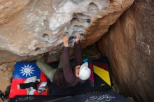 Bouldering in Hueco Tanks on 12/28/2019 with Blue Lizard Climbing and Yoga

Filename: SRM_20191228_1620480.jpg
Aperture: f/5.0
Shutter Speed: 1/250
Body: Canon EOS-1D Mark II
Lens: Canon EF 16-35mm f/2.8 L