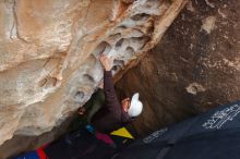 Bouldering in Hueco Tanks on 12/28/2019 with Blue Lizard Climbing and Yoga

Filename: SRM_20191228_1620531.jpg
Aperture: f/6.3
Shutter Speed: 1/250
Body: Canon EOS-1D Mark II
Lens: Canon EF 16-35mm f/2.8 L