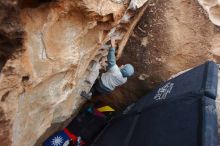 Bouldering in Hueco Tanks on 12/28/2019 with Blue Lizard Climbing and Yoga

Filename: SRM_20191228_1625410.jpg
Aperture: f/3.5
Shutter Speed: 1/250
Body: Canon EOS-1D Mark II
Lens: Canon EF 16-35mm f/2.8 L