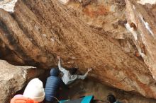 Bouldering in Hueco Tanks on 12/28/2019 with Blue Lizard Climbing and Yoga

Filename: SRM_20191228_1636040.jpg
Aperture: f/8.0
Shutter Speed: 1/250
Body: Canon EOS-1D Mark II
Lens: Canon EF 50mm f/1.8 II