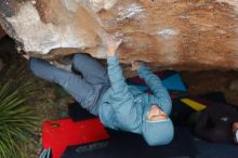 Bouldering in Hueco Tanks on 12/28/2019 with Blue Lizard Climbing and Yoga

Filename: SRM_20191228_1703460.jpg
Aperture: f/3.2
Shutter Speed: 1/250
Body: Canon EOS-1D Mark II
Lens: Canon EF 50mm f/1.8 II