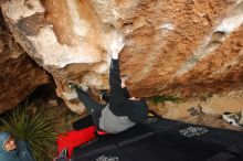 Bouldering in Hueco Tanks on 12/28/2019 with Blue Lizard Climbing and Yoga

Filename: SRM_20191228_1724300.jpg
Aperture: f/5.0
Shutter Speed: 1/250
Body: Canon EOS-1D Mark II
Lens: Canon EF 16-35mm f/2.8 L