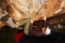 Bouldering in Hueco Tanks on 12/28/2019 with Blue Lizard Climbing and Yoga

Filename: SRM_20191228_1726200.jpg
Aperture: f/6.3
Shutter Speed: 1/250
Body: Canon EOS-1D Mark II
Lens: Canon EF 16-35mm f/2.8 L