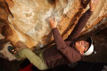 Bouldering in Hueco Tanks on 12/28/2019 with Blue Lizard Climbing and Yoga

Filename: SRM_20191228_1726340.jpg
Aperture: f/7.1
Shutter Speed: 1/250
Body: Canon EOS-1D Mark II
Lens: Canon EF 16-35mm f/2.8 L