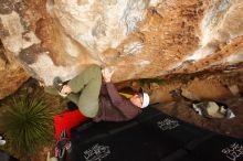 Bouldering in Hueco Tanks on 12/28/2019 with Blue Lizard Climbing and Yoga

Filename: SRM_20191228_1736180.jpg
Aperture: f/6.3
Shutter Speed: 1/250
Body: Canon EOS-1D Mark II
Lens: Canon EF 16-35mm f/2.8 L