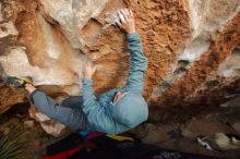 Bouldering in Hueco Tanks on 12/28/2019 with Blue Lizard Climbing and Yoga

Filename: SRM_20191228_1744410.jpg
Aperture: f/5.0
Shutter Speed: 1/250
Body: Canon EOS-1D Mark II
Lens: Canon EF 16-35mm f/2.8 L