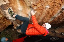 Bouldering in Hueco Tanks on 12/28/2019 with Blue Lizard Climbing and Yoga
Filename: SRM_20191228_1751150.jpg
Aperture: f/4.5
Shutter Speed: 1/250
Body: Canon EOS-1D Mark II
Lens: Canon EF 16-35mm f/2.8 L