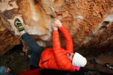 Bouldering in Hueco Tanks on 12/28/2019 with Blue Lizard Climbing and Yoga
Filename: SRM_20191228_1751170.jpg
Aperture: f/5.0
Shutter Speed: 1/250
Body: Canon EOS-1D Mark II
Lens: Canon EF 16-35mm f/2.8 L