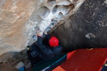 Bouldering in Hueco Tanks on 12/29/2019 with Blue Lizard Climbing and Yoga

Filename: SRM_20191229_1048350.jpg
Aperture: f/3.2
Shutter Speed: 1/250
Body: Canon EOS-1D Mark II
Lens: Canon EF 16-35mm f/2.8 L