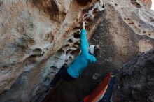 Bouldering in Hueco Tanks on 12/29/2019 with Blue Lizard Climbing and Yoga

Filename: SRM_20191229_1050350.jpg
Aperture: f/5.0
Shutter Speed: 1/250
Body: Canon EOS-1D Mark II
Lens: Canon EF 16-35mm f/2.8 L