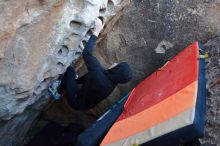 Bouldering in Hueco Tanks on 12/29/2019 with Blue Lizard Climbing and Yoga

Filename: SRM_20191229_1055510.jpg
Aperture: f/3.2
Shutter Speed: 1/250
Body: Canon EOS-1D Mark II
Lens: Canon EF 16-35mm f/2.8 L