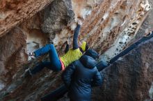 Bouldering in Hueco Tanks on 12/29/2019 with Blue Lizard Climbing and Yoga

Filename: SRM_20191229_1116210.jpg
Aperture: f/2.8
Shutter Speed: 1/250
Body: Canon EOS-1D Mark II
Lens: Canon EF 50mm f/1.8 II