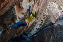 Bouldering in Hueco Tanks on 12/29/2019 with Blue Lizard Climbing and Yoga

Filename: SRM_20191229_1116290.jpg
Aperture: f/4.0
Shutter Speed: 1/250
Body: Canon EOS-1D Mark II
Lens: Canon EF 50mm f/1.8 II