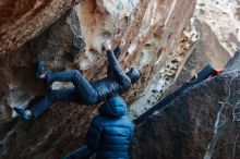 Bouldering in Hueco Tanks on 12/29/2019 with Blue Lizard Climbing and Yoga

Filename: SRM_20191229_1119440.jpg
Aperture: f/3.2
Shutter Speed: 1/250
Body: Canon EOS-1D Mark II
Lens: Canon EF 50mm f/1.8 II