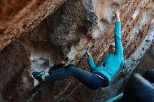 Bouldering in Hueco Tanks on 12/29/2019 with Blue Lizard Climbing and Yoga

Filename: SRM_20191229_1122420.jpg
Aperture: f/3.2
Shutter Speed: 1/250
Body: Canon EOS-1D Mark II
Lens: Canon EF 50mm f/1.8 II