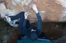 Bouldering in Hueco Tanks on 12/29/2019 with Blue Lizard Climbing and Yoga

Filename: SRM_20191229_1124220.jpg
Aperture: f/3.2
Shutter Speed: 1/250
Body: Canon EOS-1D Mark II
Lens: Canon EF 50mm f/1.8 II