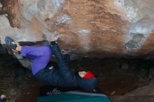 Bouldering in Hueco Tanks on 12/29/2019 with Blue Lizard Climbing and Yoga

Filename: SRM_20191229_1127080.jpg
Aperture: f/4.5
Shutter Speed: 1/250
Body: Canon EOS-1D Mark II
Lens: Canon EF 50mm f/1.8 II