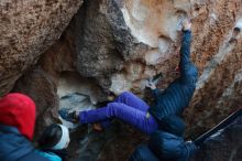 Bouldering in Hueco Tanks on 12/29/2019 with Blue Lizard Climbing and Yoga

Filename: SRM_20191229_1133060.jpg
Aperture: f/3.2
Shutter Speed: 1/250
Body: Canon EOS-1D Mark II
Lens: Canon EF 50mm f/1.8 II