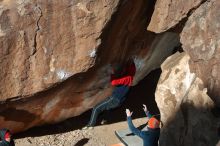 Bouldering in Hueco Tanks on 12/29/2019 with Blue Lizard Climbing and Yoga

Filename: SRM_20191229_1156410.jpg
Aperture: f/5.6
Shutter Speed: 1/250
Body: Canon EOS-1D Mark II
Lens: Canon EF 50mm f/1.8 II