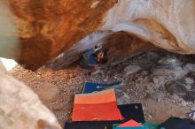 Bouldering in Hueco Tanks on 12/29/2019 with Blue Lizard Climbing and Yoga

Filename: SRM_20191229_1355051.jpg
Aperture: f/3.2
Shutter Speed: 1/320
Body: Canon EOS-1D Mark II
Lens: Canon EF 50mm f/1.8 II