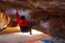 Bouldering in Hueco Tanks on 12/29/2019 with Blue Lizard Climbing and Yoga

Filename: SRM_20191229_1432170.jpg
Aperture: f/3.2
Shutter Speed: 1/250
Body: Canon EOS-1D Mark II
Lens: Canon EF 16-35mm f/2.8 L