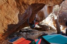 Bouldering in Hueco Tanks on 12/29/2019 with Blue Lizard Climbing and Yoga

Filename: SRM_20191229_1447570.jpg
Aperture: f/3.5
Shutter Speed: 1/250
Body: Canon EOS-1D Mark II
Lens: Canon EF 16-35mm f/2.8 L