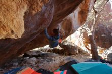 Bouldering in Hueco Tanks on 12/29/2019 with Blue Lizard Climbing and Yoga

Filename: SRM_20191229_1453200.jpg
Aperture: f/3.5
Shutter Speed: 1/250
Body: Canon EOS-1D Mark II
Lens: Canon EF 16-35mm f/2.8 L