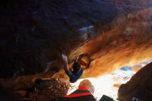 Bouldering in Hueco Tanks on 12/29/2019 with Blue Lizard Climbing and Yoga

Filename: SRM_20191229_1736460.jpg
Aperture: f/3.2
Shutter Speed: 1/200
Body: Canon EOS-1D Mark II
Lens: Canon EF 16-35mm f/2.8 L