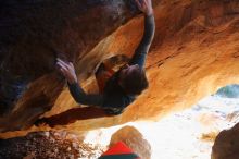 Bouldering in Hueco Tanks on 12/29/2019 with Blue Lizard Climbing and Yoga

Filename: SRM_20191229_1738440.jpg
Aperture: f/2.8
Shutter Speed: 1/160
Body: Canon EOS-1D Mark II
Lens: Canon EF 16-35mm f/2.8 L