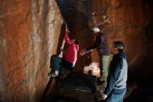 Bouldering in Hueco Tanks on 12/30/2019 with Blue Lizard Climbing and Yoga

Filename: SRM_20191230_1142470.jpg
Aperture: f/5.6
Shutter Speed: 1/250
Body: Canon EOS-1D Mark II
Lens: Canon EF 16-35mm f/2.8 L