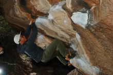 Bouldering in Hueco Tanks on 12/30/2019 with Blue Lizard Climbing and Yoga

Filename: SRM_20191230_1228180.jpg
Aperture: f/8.0
Shutter Speed: 1/250
Body: Canon EOS-1D Mark II
Lens: Canon EF 16-35mm f/2.8 L