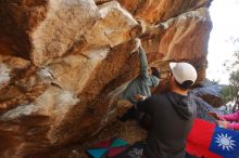 Bouldering in Hueco Tanks on 12/30/2019 with Blue Lizard Climbing and Yoga

Filename: SRM_20191230_1324541.jpg
Aperture: f/4.0
Shutter Speed: 1/250
Body: Canon EOS-1D Mark II
Lens: Canon EF 16-35mm f/2.8 L