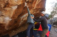 Bouldering in Hueco Tanks on 12/30/2019 with Blue Lizard Climbing and Yoga

Filename: SRM_20191230_1326361.jpg
Aperture: f/4.0
Shutter Speed: 1/250
Body: Canon EOS-1D Mark II
Lens: Canon EF 16-35mm f/2.8 L