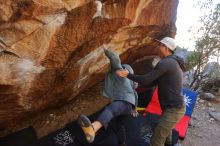 Bouldering in Hueco Tanks on 12/30/2019 with Blue Lizard Climbing and Yoga

Filename: SRM_20191230_1326362.jpg
Aperture: f/4.0
Shutter Speed: 1/250
Body: Canon EOS-1D Mark II
Lens: Canon EF 16-35mm f/2.8 L