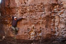 Bouldering in Hueco Tanks on 12/30/2019 with Blue Lizard Climbing and Yoga

Filename: SRM_20191230_1443050.jpg
Aperture: f/3.2
Shutter Speed: 1/125
Body: Canon EOS-1D Mark II
Lens: Canon EF 16-35mm f/2.8 L