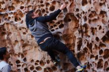 Bouldering in Hueco Tanks on 12/30/2019 with Blue Lizard Climbing and Yoga

Filename: SRM_20191230_1453280.jpg
Aperture: f/3.2
Shutter Speed: 1/125
Body: Canon EOS-1D Mark II
Lens: Canon EF 50mm f/1.8 II