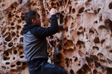 Bouldering in Hueco Tanks on 12/30/2019 with Blue Lizard Climbing and Yoga

Filename: SRM_20191230_1453380.jpg
Aperture: f/3.2
Shutter Speed: 1/125
Body: Canon EOS-1D Mark II
Lens: Canon EF 50mm f/1.8 II