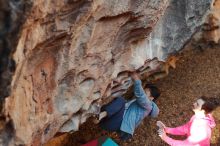 Bouldering in Hueco Tanks on 12/30/2019 with Blue Lizard Climbing and Yoga

Filename: SRM_20191230_1639071.jpg
Aperture: f/3.2
Shutter Speed: 1/250
Body: Canon EOS-1D Mark II
Lens: Canon EF 50mm f/1.8 II