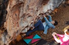 Bouldering in Hueco Tanks on 12/30/2019 with Blue Lizard Climbing and Yoga

Filename: SRM_20191230_1639110.jpg
Aperture: f/3.2
Shutter Speed: 1/250
Body: Canon EOS-1D Mark II
Lens: Canon EF 50mm f/1.8 II