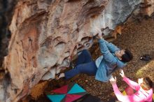 Bouldering in Hueco Tanks on 12/30/2019 with Blue Lizard Climbing and Yoga

Filename: SRM_20191230_1639240.jpg
Aperture: f/3.2
Shutter Speed: 1/250
Body: Canon EOS-1D Mark II
Lens: Canon EF 50mm f/1.8 II