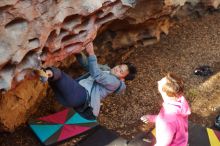 Bouldering in Hueco Tanks on 12/30/2019 with Blue Lizard Climbing and Yoga

Filename: SRM_20191230_1640350.jpg
Aperture: f/2.8
Shutter Speed: 1/250
Body: Canon EOS-1D Mark II
Lens: Canon EF 50mm f/1.8 II