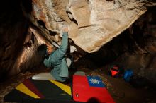 Bouldering in Hueco Tanks on 12/30/2019 with Blue Lizard Climbing and Yoga

Filename: SRM_20191230_1714140.jpg
Aperture: f/8.0
Shutter Speed: 1/250
Body: Canon EOS-1D Mark II
Lens: Canon EF 16-35mm f/2.8 L