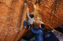Bouldering in Hueco Tanks on 12/31/2019 with Blue Lizard Climbing and Yoga

Filename: SRM_20191231_1059370.jpg
Aperture: f/2.8
Shutter Speed: 1/200
Body: Canon EOS-1D Mark II
Lens: Canon EF 16-35mm f/2.8 L