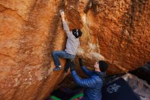 Bouldering in Hueco Tanks on 12/31/2019 with Blue Lizard Climbing and Yoga

Filename: SRM_20191231_1059380.jpg
Aperture: f/2.8
Shutter Speed: 1/200
Body: Canon EOS-1D Mark II
Lens: Canon EF 16-35mm f/2.8 L