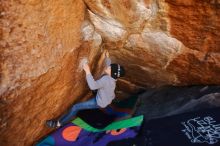 Bouldering in Hueco Tanks on 12/31/2019 with Blue Lizard Climbing and Yoga

Filename: SRM_20191231_1101590.jpg
Aperture: f/2.8
Shutter Speed: 1/160
Body: Canon EOS-1D Mark II
Lens: Canon EF 16-35mm f/2.8 L