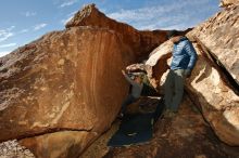 Bouldering in Hueco Tanks on 12/31/2019 with Blue Lizard Climbing and Yoga

Filename: SRM_20191231_1241000.jpg
Aperture: f/8.0
Shutter Speed: 1/250
Body: Canon EOS-1D Mark II
Lens: Canon EF 16-35mm f/2.8 L