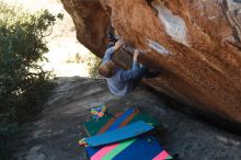 Bouldering in Hueco Tanks on 12/31/2019 with Blue Lizard Climbing and Yoga

Filename: SRM_20191231_1415270.jpg
Aperture: f/3.5
Shutter Speed: 1/250
Body: Canon EOS-1D Mark II
Lens: Canon EF 50mm f/1.8 II