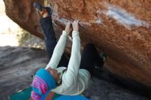 Bouldering in Hueco Tanks on 12/31/2019 with Blue Lizard Climbing and Yoga

Filename: SRM_20191231_1433270.jpg
Aperture: f/2.8
Shutter Speed: 1/500
Body: Canon EOS-1D Mark II
Lens: Canon EF 50mm f/1.8 II