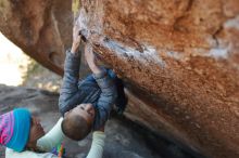 Bouldering in Hueco Tanks on 12/31/2019 with Blue Lizard Climbing and Yoga

Filename: SRM_20191231_1435560.jpg
Aperture: f/2.8
Shutter Speed: 1/400
Body: Canon EOS-1D Mark II
Lens: Canon EF 50mm f/1.8 II